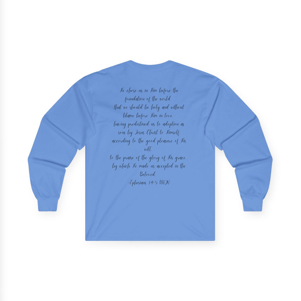 Chosen & Loved Long Sleeve Tee, Inspirational Shirt, Faith-Based Apparel, Mother's Day Gift, Heartwarming Gift, Everyday Wear - Light Colors