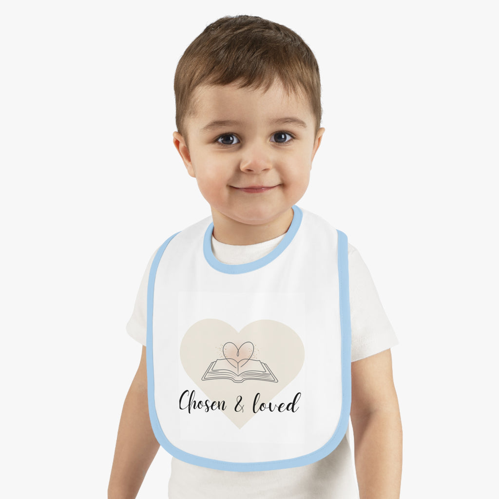 Chosen & Loved | Baby Bib with Heart Design | Baby Shower Gift, Newborn Essential, Fun Feeding Accessory, Cute Infant Wear