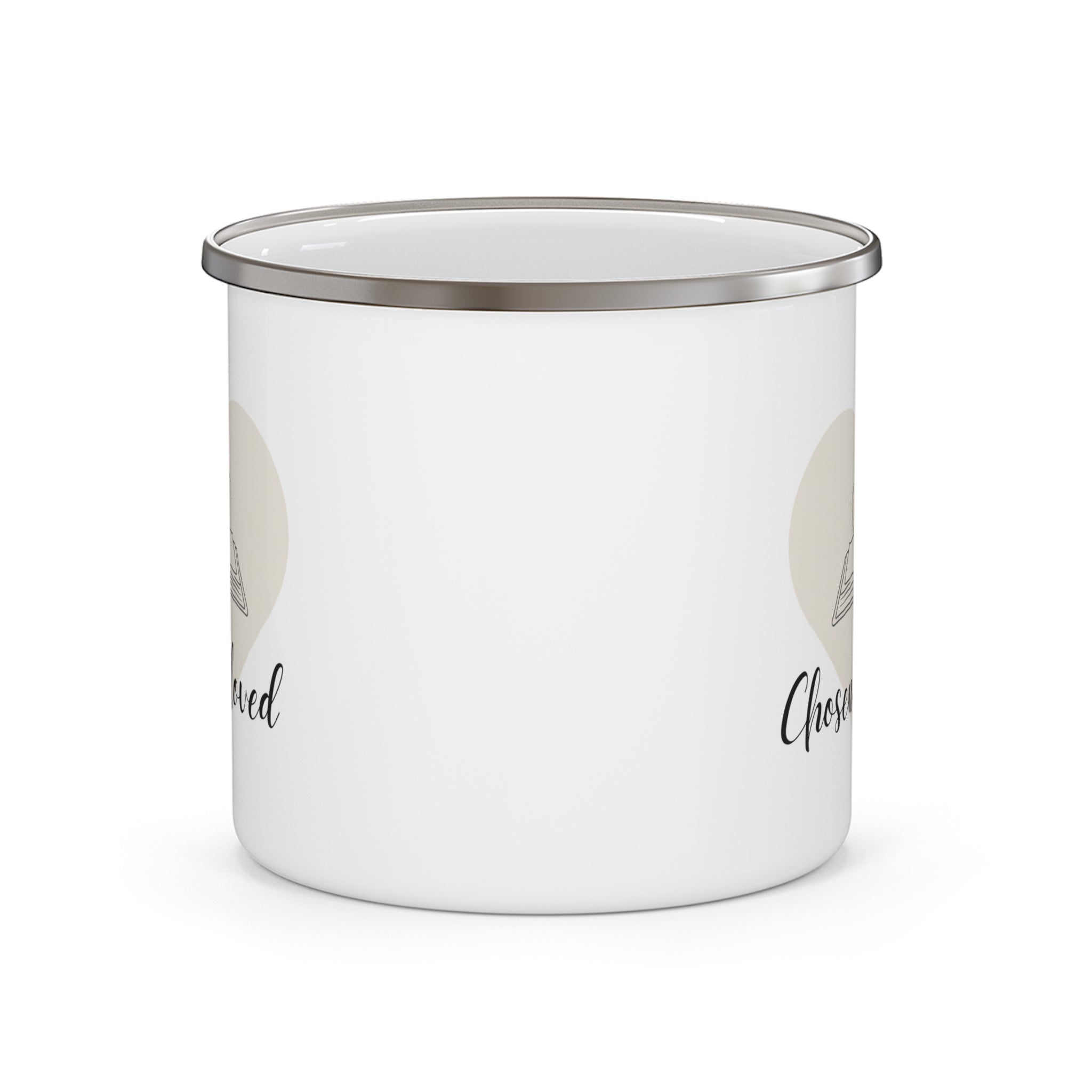 Chosen & Loved Enamel Camping Mug, Perfect for Nature Lovers and Adventurers, Great Gift for Campers, Enjoy Coffee in Style, Unique Outdoor Mug
