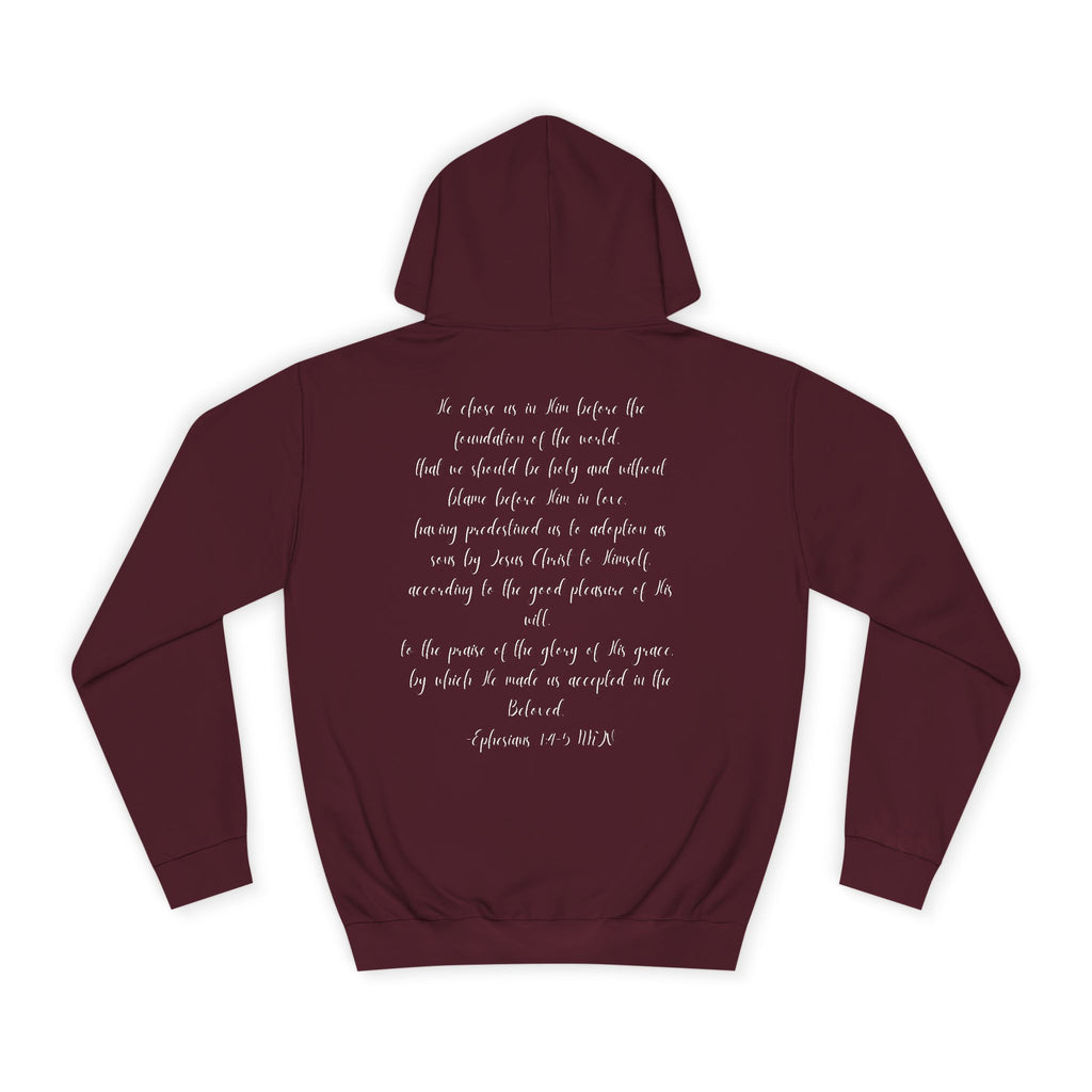 Chosen & Loved Cozy Reading Hoodie, Unisex College Apparel, Relaxed Style Sweatshirt - Dark Colors