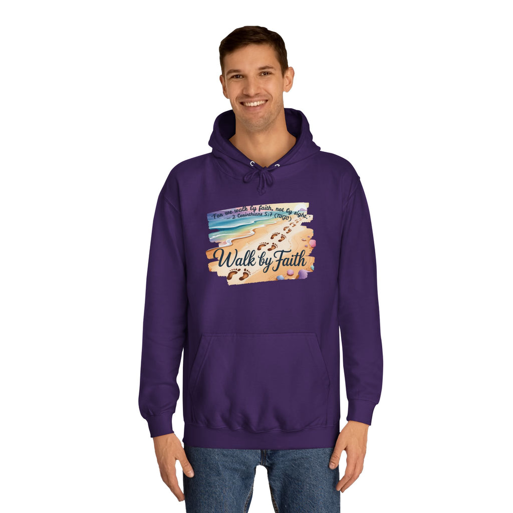 Walk by Faith-Inspirational Hoodie, Cozy College Wear, Inspirational Gift, Relaxed Everyday Style, Perfect for Faith-Based Events