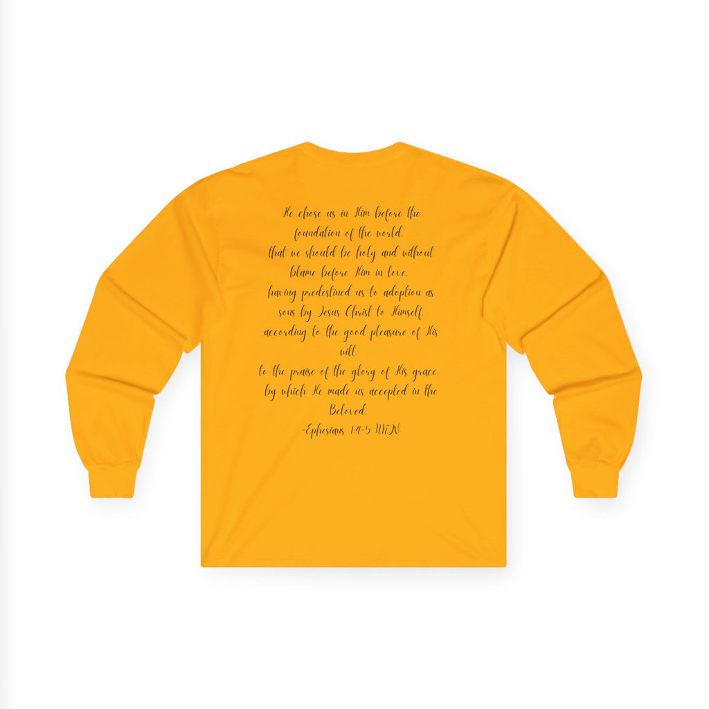 Chosen & Loved Long Sleeve Tee, Inspirational Shirt, Faith-Based Apparel, Mother's Day Gift, Heartwarming Gift, Everyday Wear - Light Colors