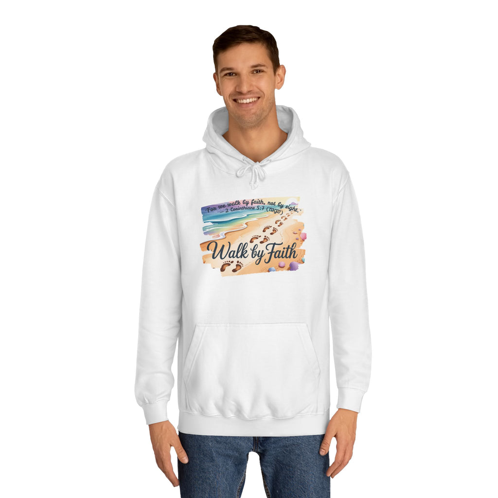 Walk by Faith-Inspirational Hoodie, Cozy College Wear, Inspirational Gift, Relaxed Everyday Style, Perfect for Faith-Based Events