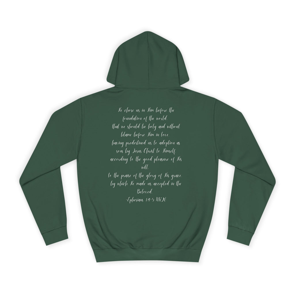 Chosen & Loved Cozy Reading Hoodie, Unisex College Apparel, Relaxed Style Sweatshirt - Dark Colors