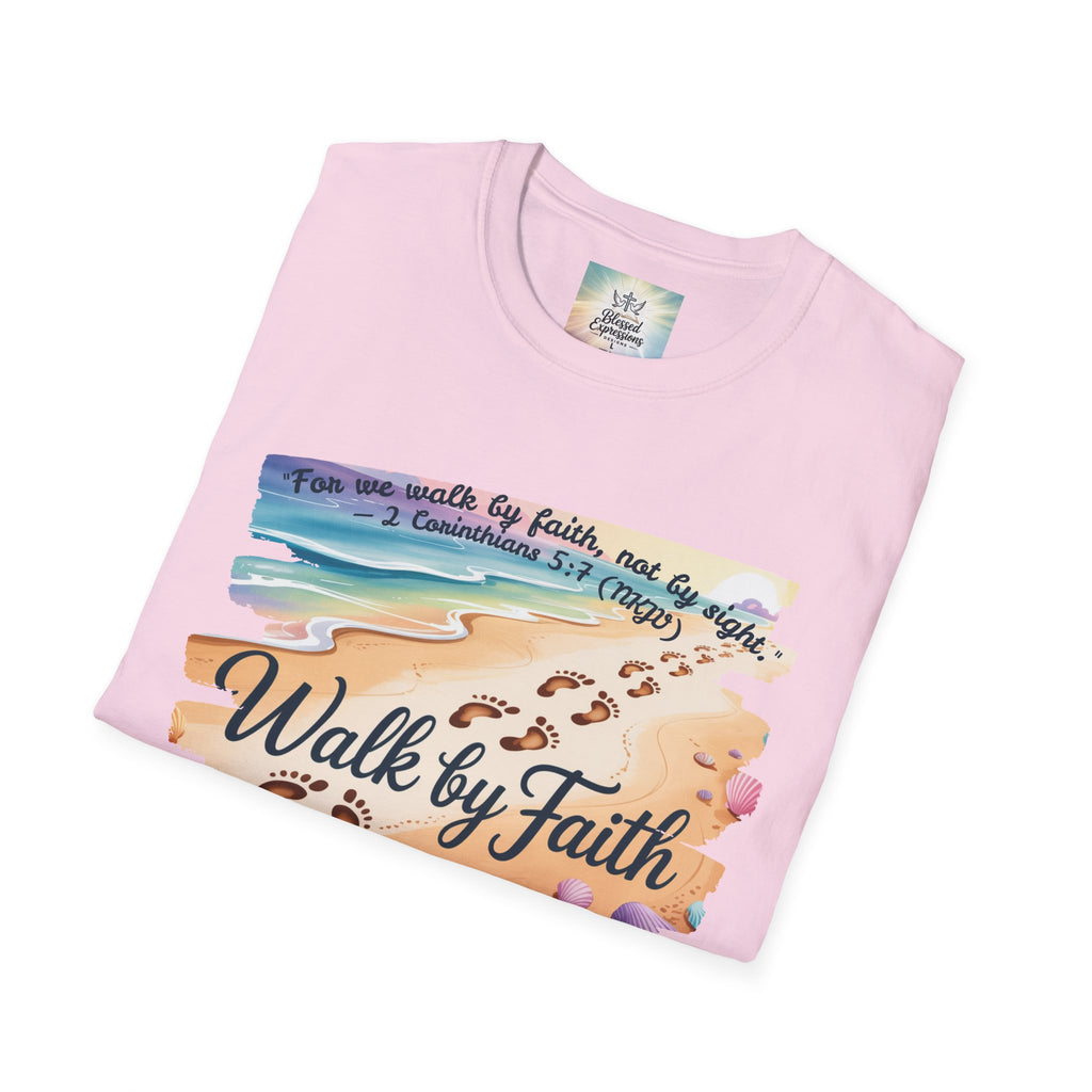 Walk by Faith Inspirational T-Shirt, Christian Apparel, Beach Vibe Tee, Casual Summer Wear, Gift for Believers