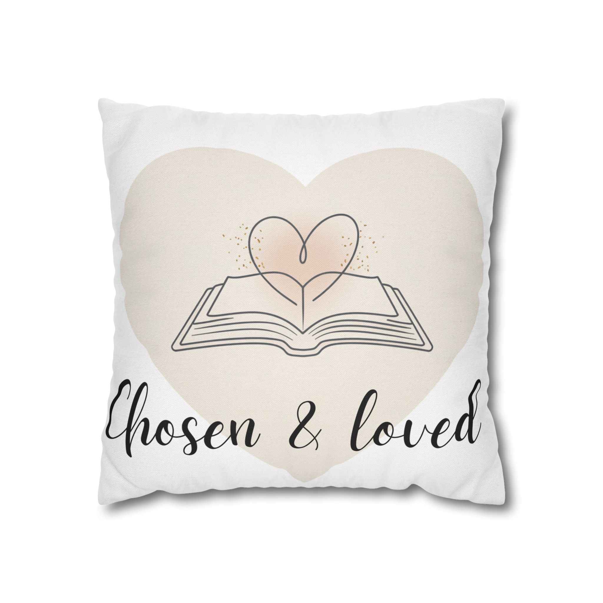 Chosen & Loved Book Pillowcase | Cozy Home Decor, Book Lover Gift, Heart Design, Thoughtful Present, Reading Nook Accessory