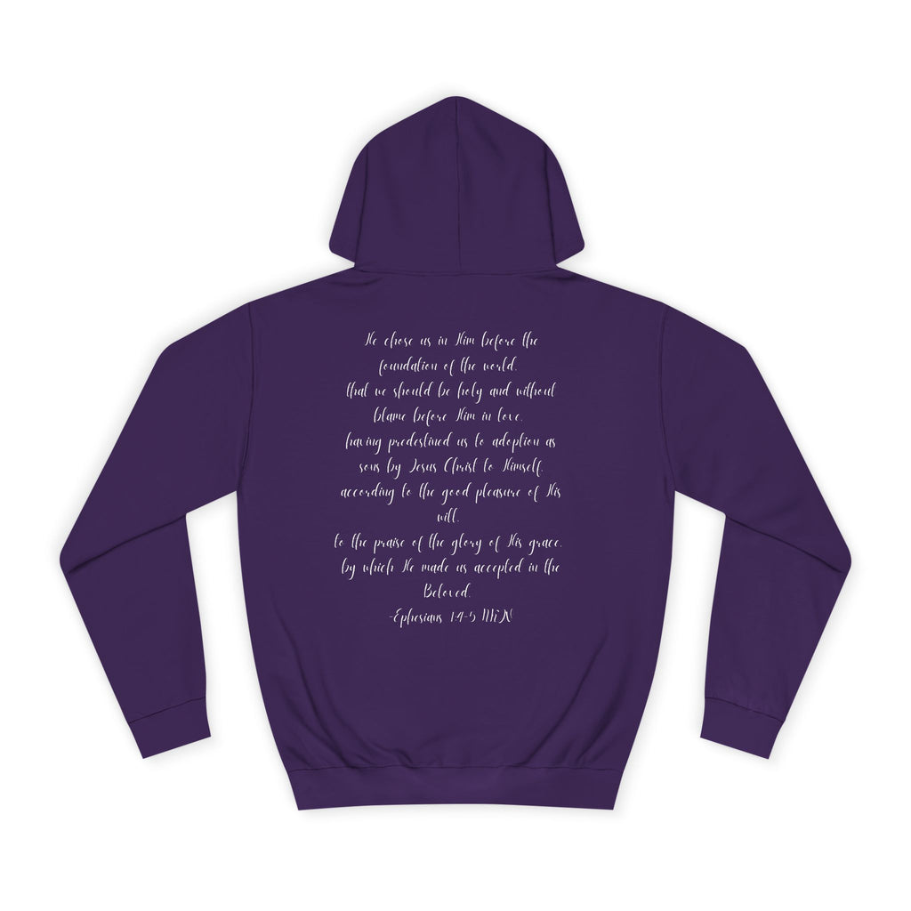 Chosen & Loved Cozy Reading Hoodie, Unisex College Apparel, Relaxed Style Sweatshirt - Dark Colors