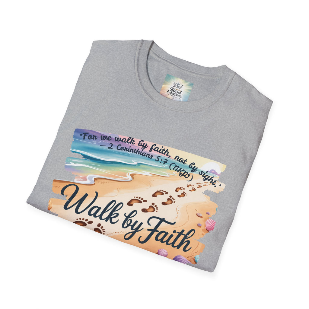 Walk by Faith Inspirational T-Shirt, Christian Apparel, Beach Vibe Tee, Casual Summer Wear, Gift for Believers