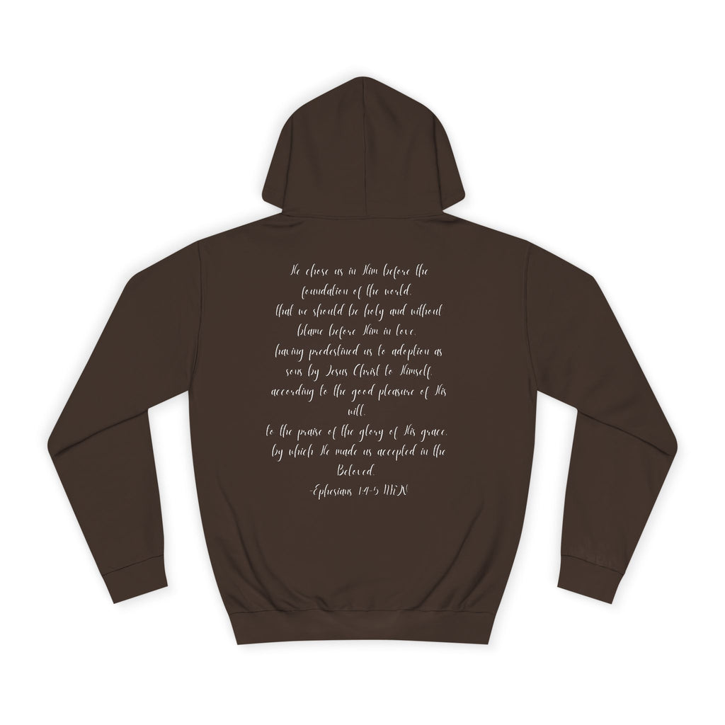 Chosen & Loved Cozy Reading Hoodie, Unisex College Apparel, Relaxed Style Sweatshirt - Dark Colors