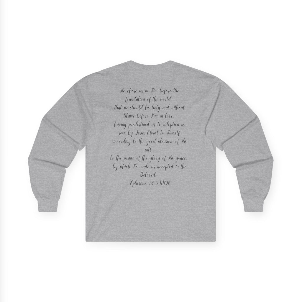 Chosen & Loved Long Sleeve Tee, Inspirational Shirt, Faith-Based Apparel, Mother's Day Gift, Heartwarming Gift, Everyday Wear - Light Colors