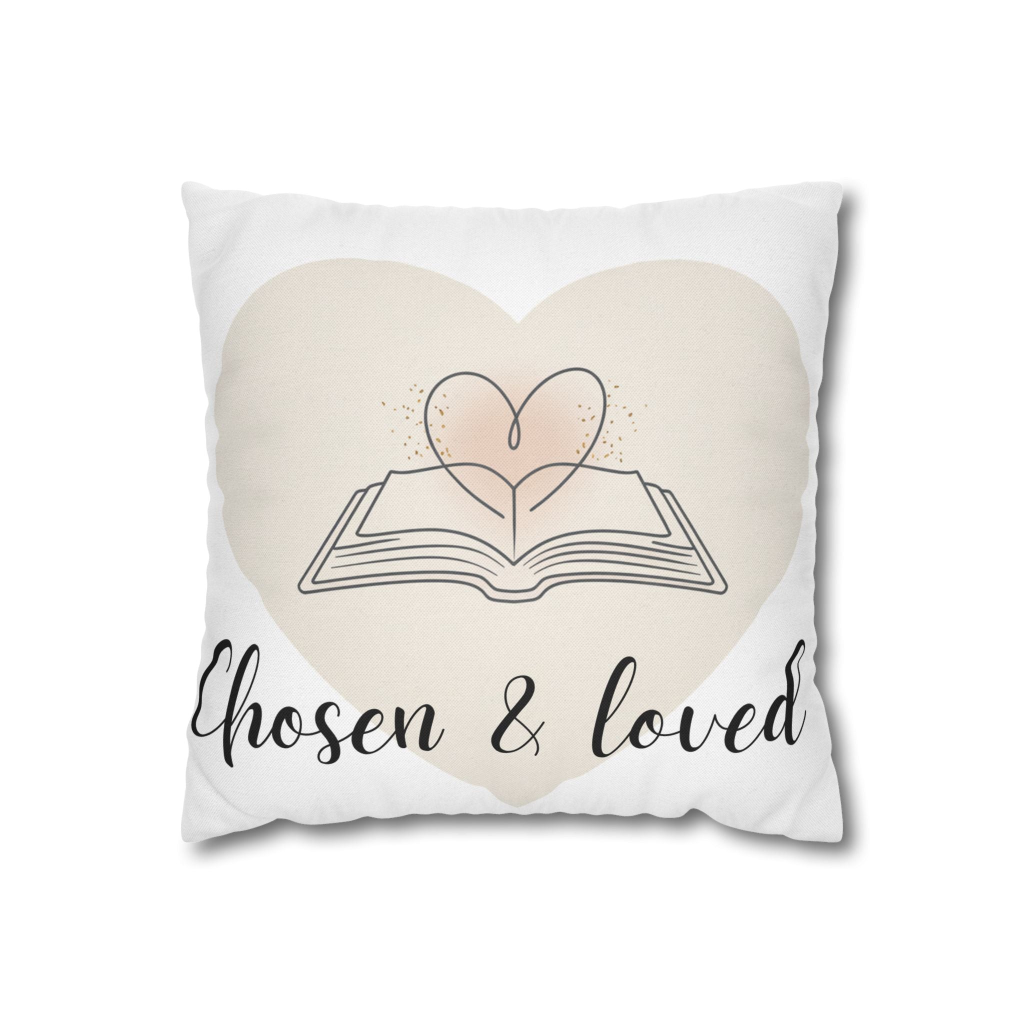 Chosen & Loved Book Pillowcase | Cozy Home Decor, Book Lover Gift, Heart Design, Thoughtful Present, Reading Nook Accessory