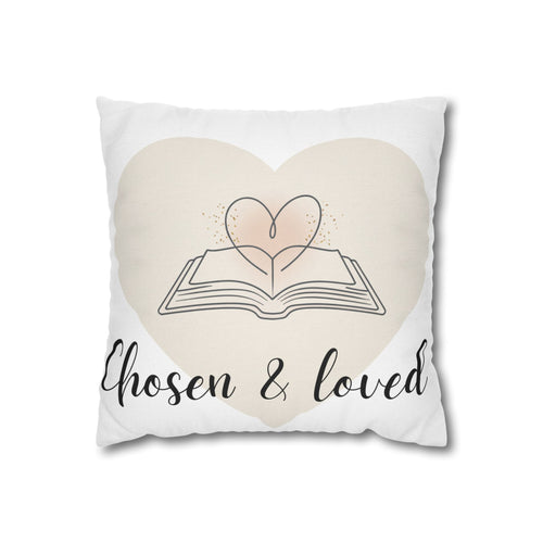 Chosen & Loved Book Pillowcase | Cozy Home Decor, Book Lover Gift, Heart Design, Thoughtful Present, Reading Nook Accessory
