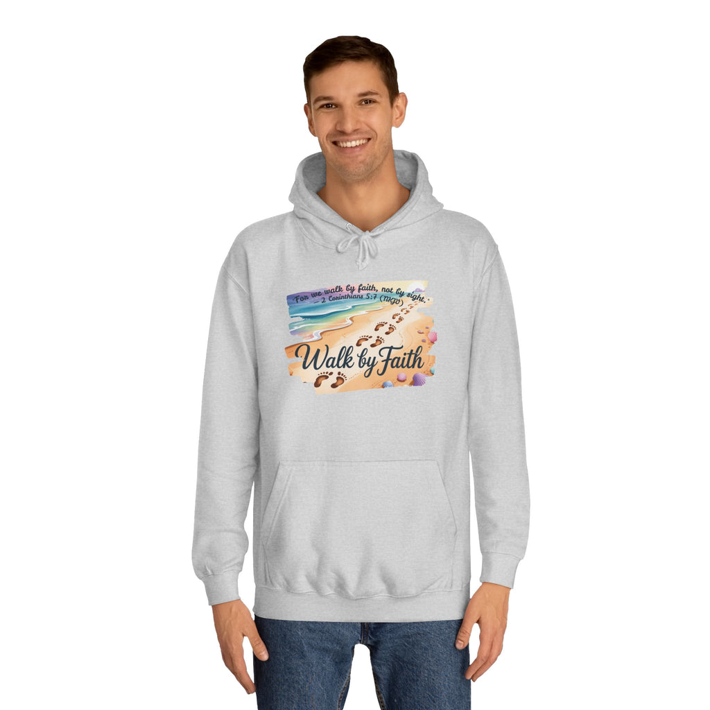Walk by Faith-Inspirational Hoodie, Cozy College Wear, Inspirational Gift, Relaxed Everyday Style, Perfect for Faith-Based Events