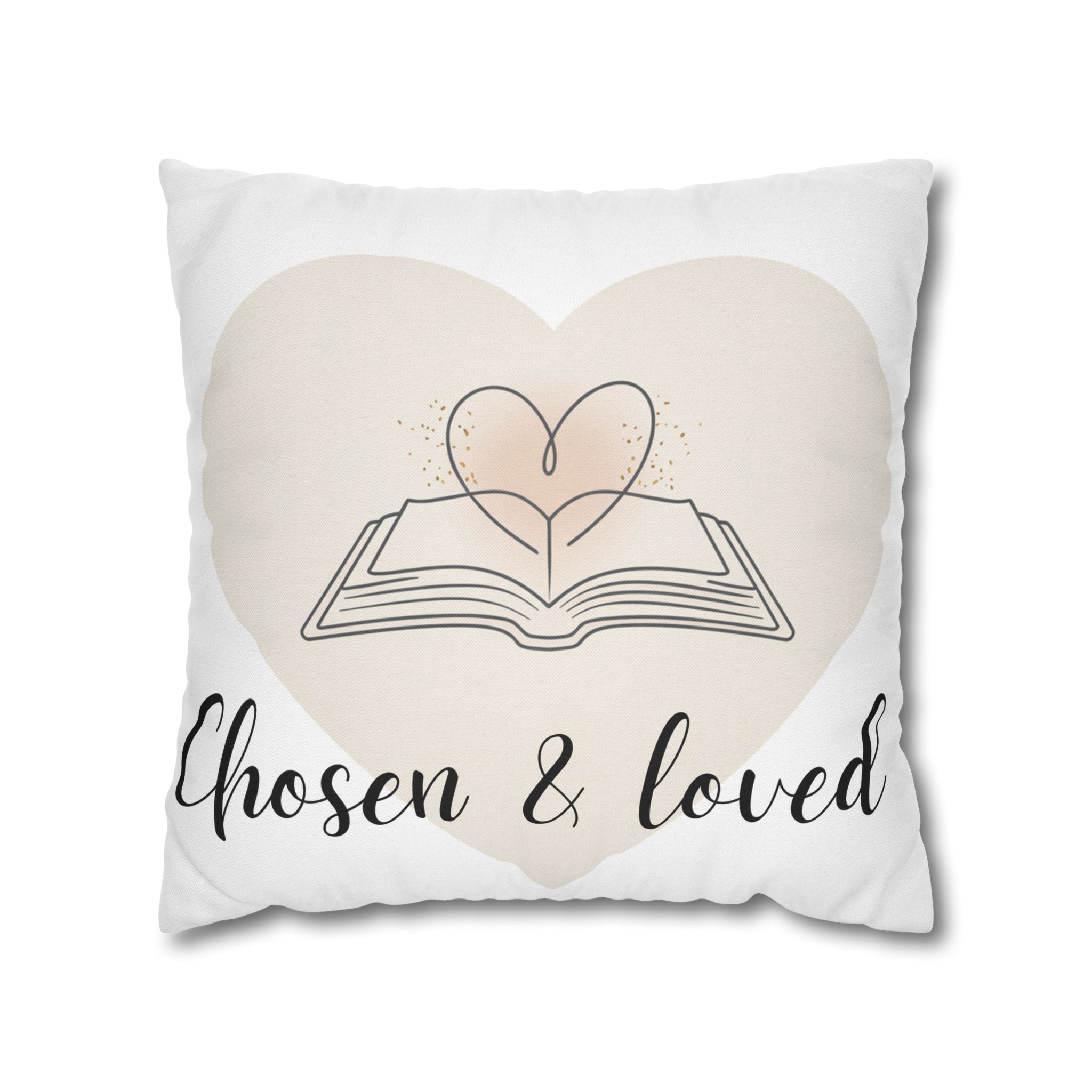 Chosen & Loved Book Pillowcase | Cozy Home Decor, Book Lover Gift, Heart Design, Thoughtful Present, Reading Nook Accessory