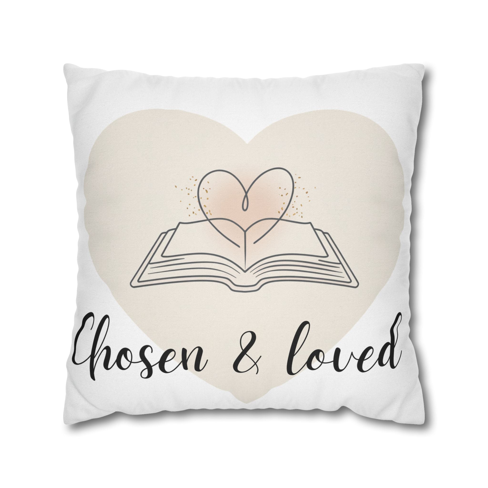 Chosen & Loved Book Pillowcase | Cozy Home Decor, Book Lover Gift, Heart Design, Thoughtful Present, Reading Nook Accessory